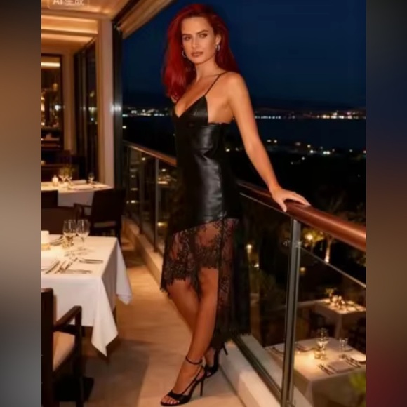 ZARA LACE LEATHER DRESS - Picture 15 of 16